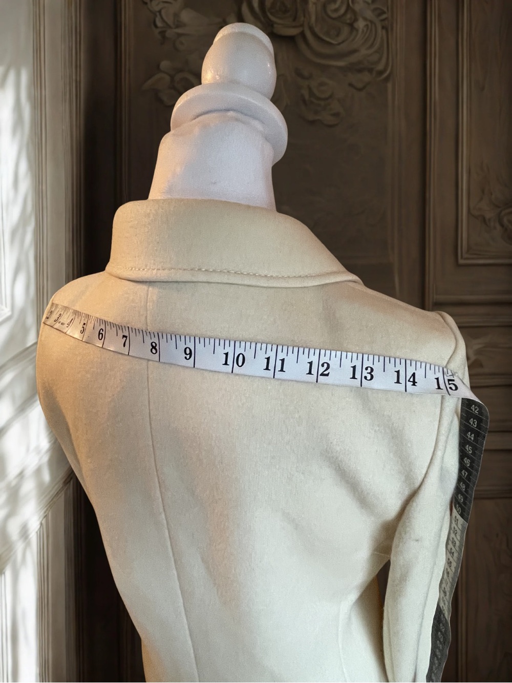Vintage BLEYLE Women's 100% Wool Double Breasted Car Coat Jacket Cream Size 10 - Picture 10 of 14
